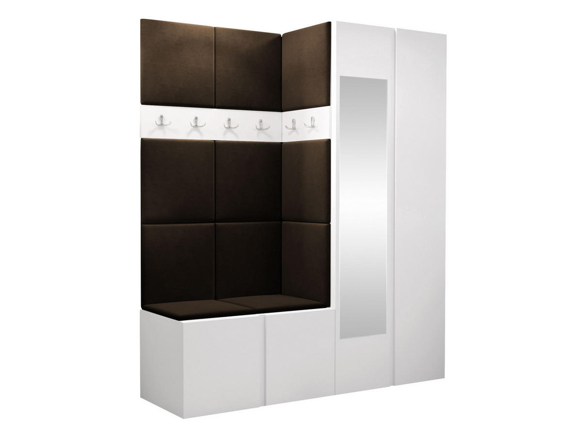 GARDEROBEN-SET Orion XII - Weiß/Braun, Holzwerkstoff/Kunststoff (158/186/46cm) - MIRJAN24