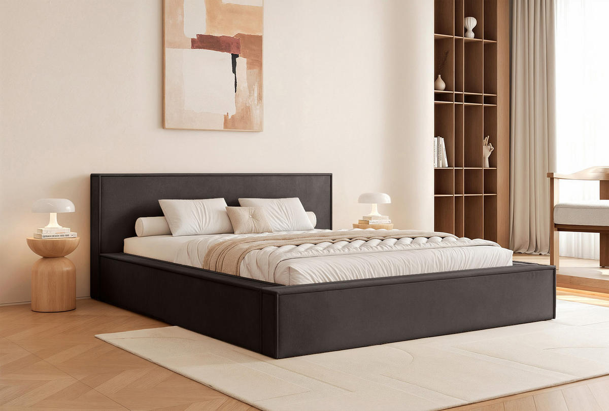 POLSTERBETT Mendocino Classic 200x200 cm, Anthrazit - Anthrazit, Textil (200/200cm) - Fedve