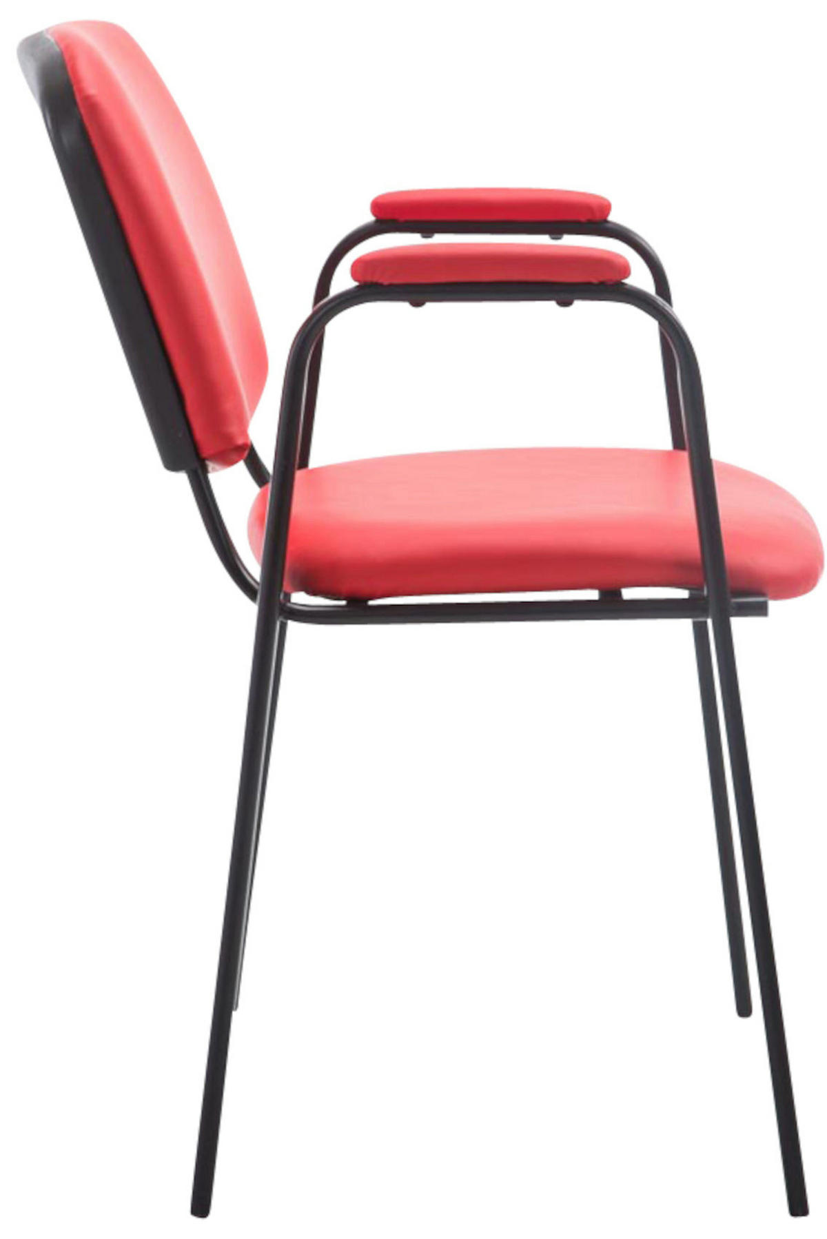 BESUCHERSTUHL 4er Set Lederlook rot - Rot, Textil/Metall (53/79/55cm) - CLP