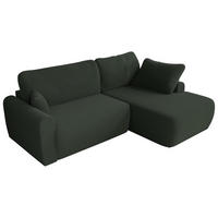ECKSCHLAFSOFA CUBO L Dunkelgrün Boucle - rechts - Dunkelgrün/Schwarz, Kunststoff/Textil (187/273cm) - MKS