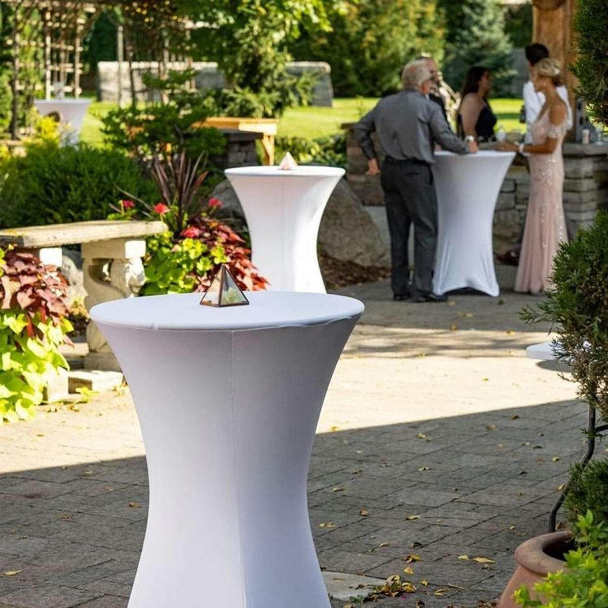 STEHTISCHHUSSE 3er-Set für Bistrotisch Ø 80-85 cm Weiß - Weiß, Textil (81.3/81.3cm)