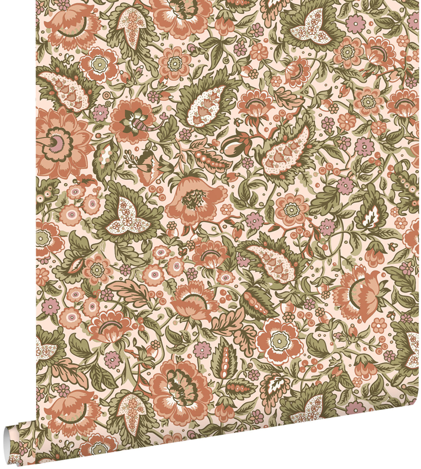 TAPETE Blumenmuster 50 x 900 cm - Terracotta, Papier (50/900cm) - ESTAhome