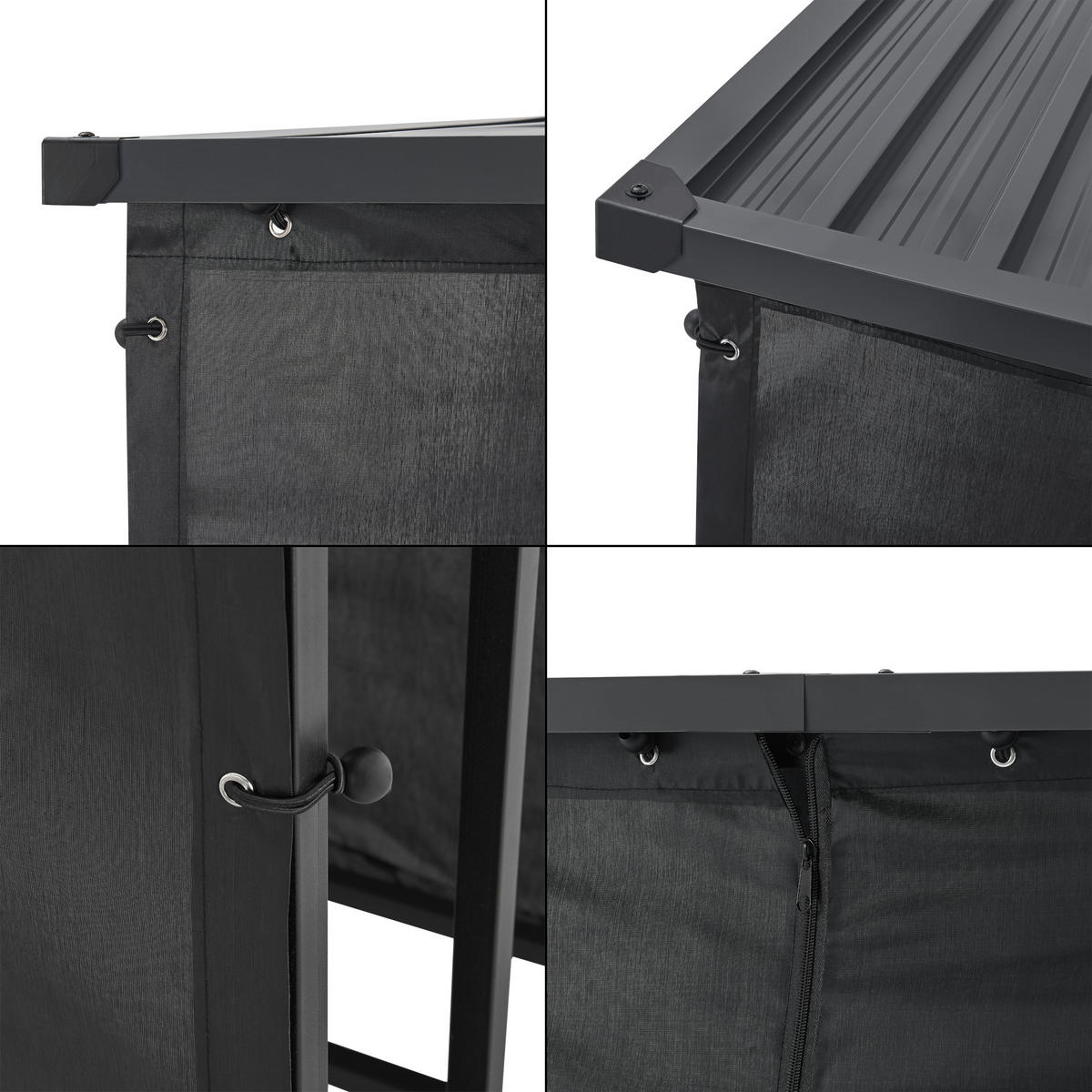 BRENNHOLZREGAL Yakutat - Schwarz, Textil/Metall (143/145/70cm) - casa.pro