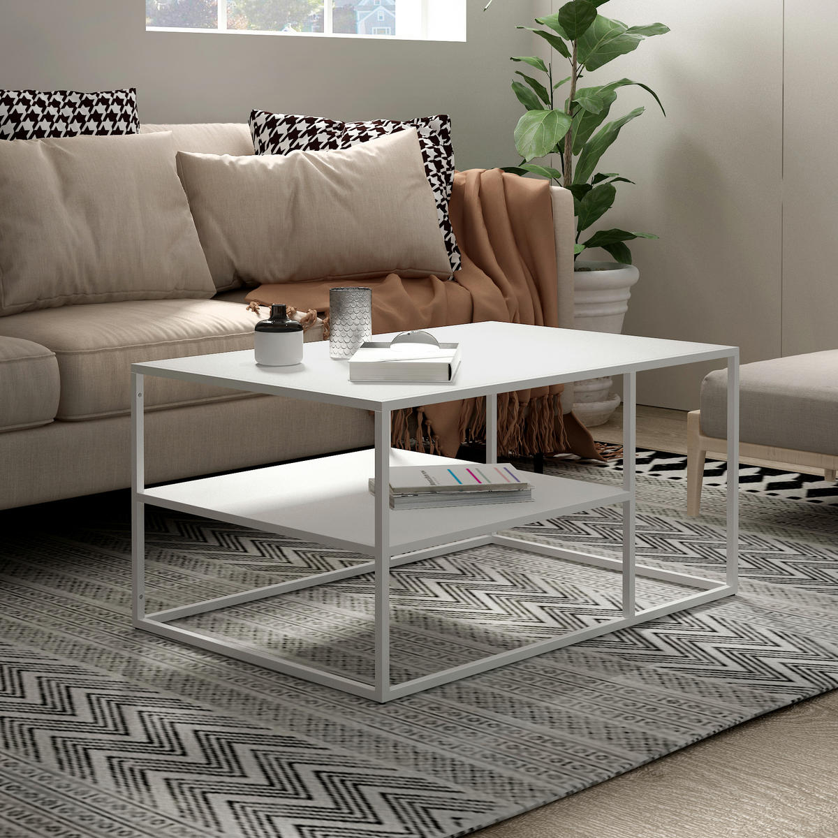 COUCHTISCH Solund 45/90/60 cm - Weiß, Metall (60/90/45cm) - [en.casa]