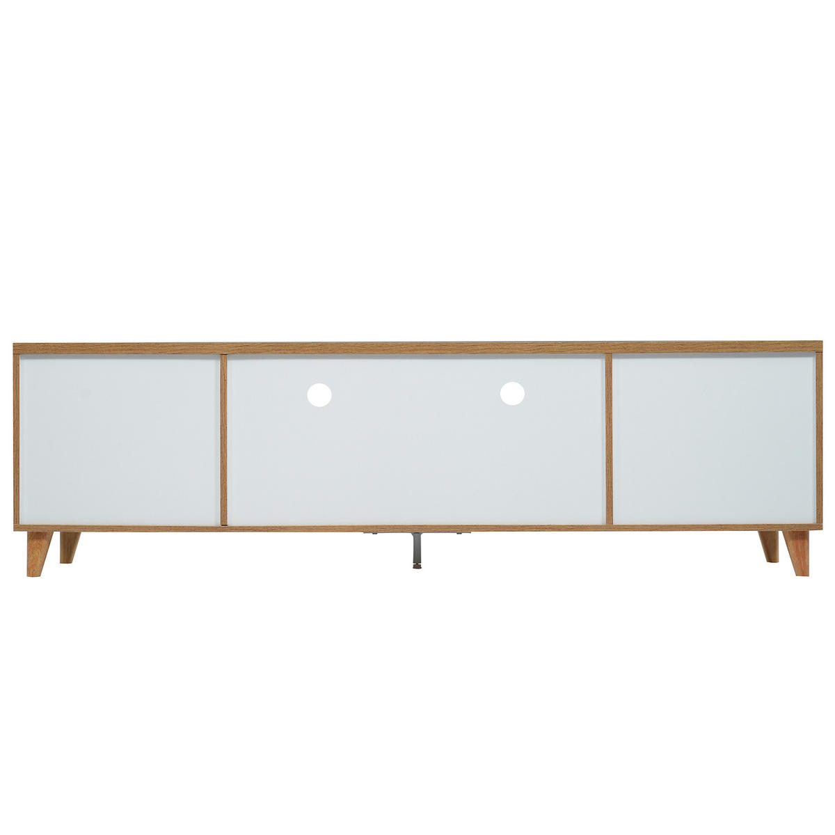 LOWBOARD DE-40586 4 Türen mit Holzfüßen und Landhausstil Weiß - Weiß, Holzwerkstoff (175/51/37cm) - ComfortXL