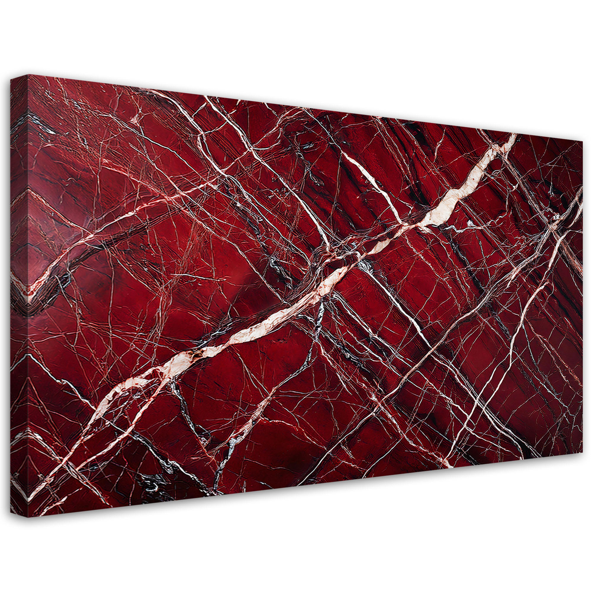 LEINWANDBILD Roter Marmor mit goldenem Glamour-Stil 100x50cm - Rot, Textil (100/50cm) - Feeby