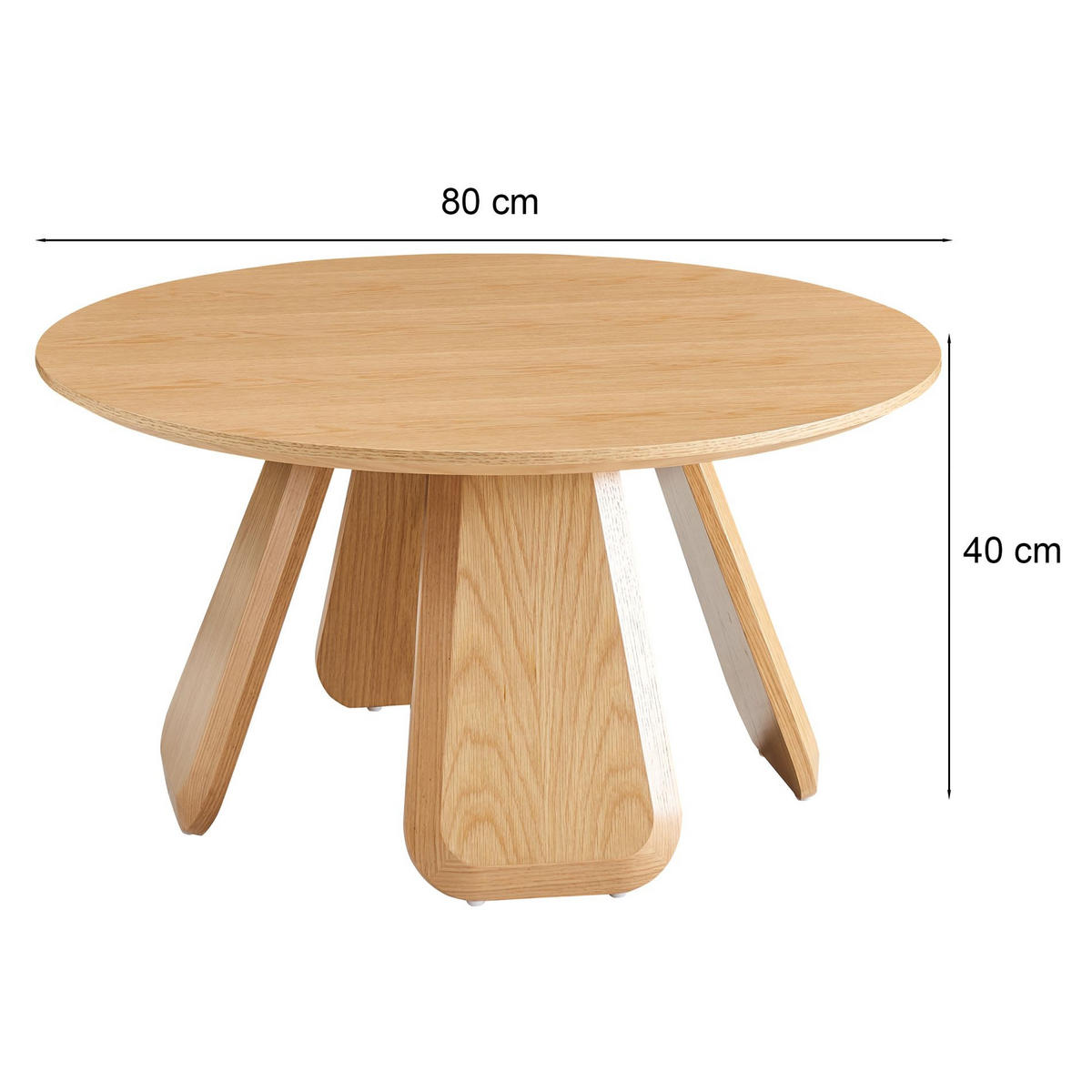 COUCHTISCH Affitly Eiche Natur Optik 80 cm - Beige, Holzwerkstoff (80/80/40cm) - Selsey