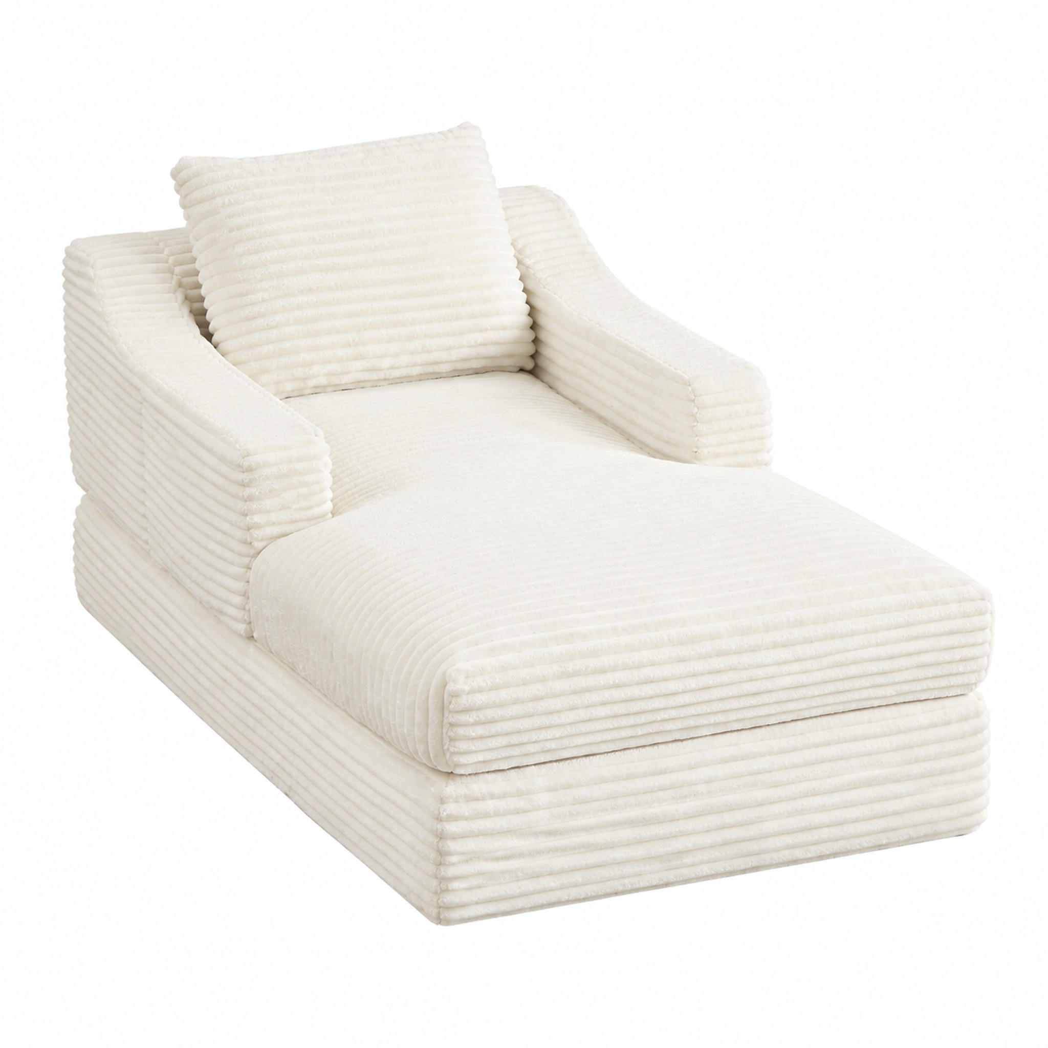 SESSEL aus Cord mit Ausziehfunktion Weiß - Weiß, Textil (162/68/100cm) - Meubliv