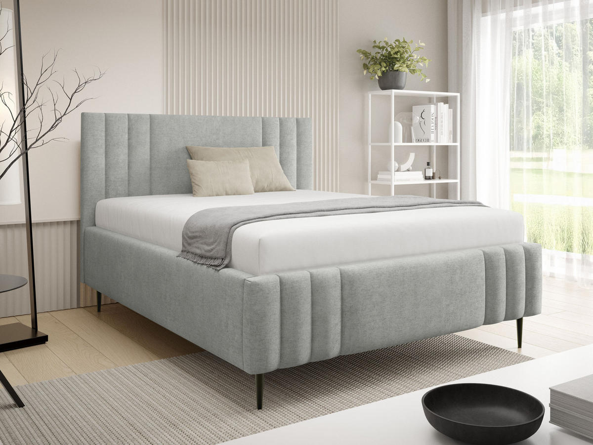 POLSTERBETT Ribo Leg - Schwarz/Grau, Holz/Textil (140/200cm) - MIRJAN24