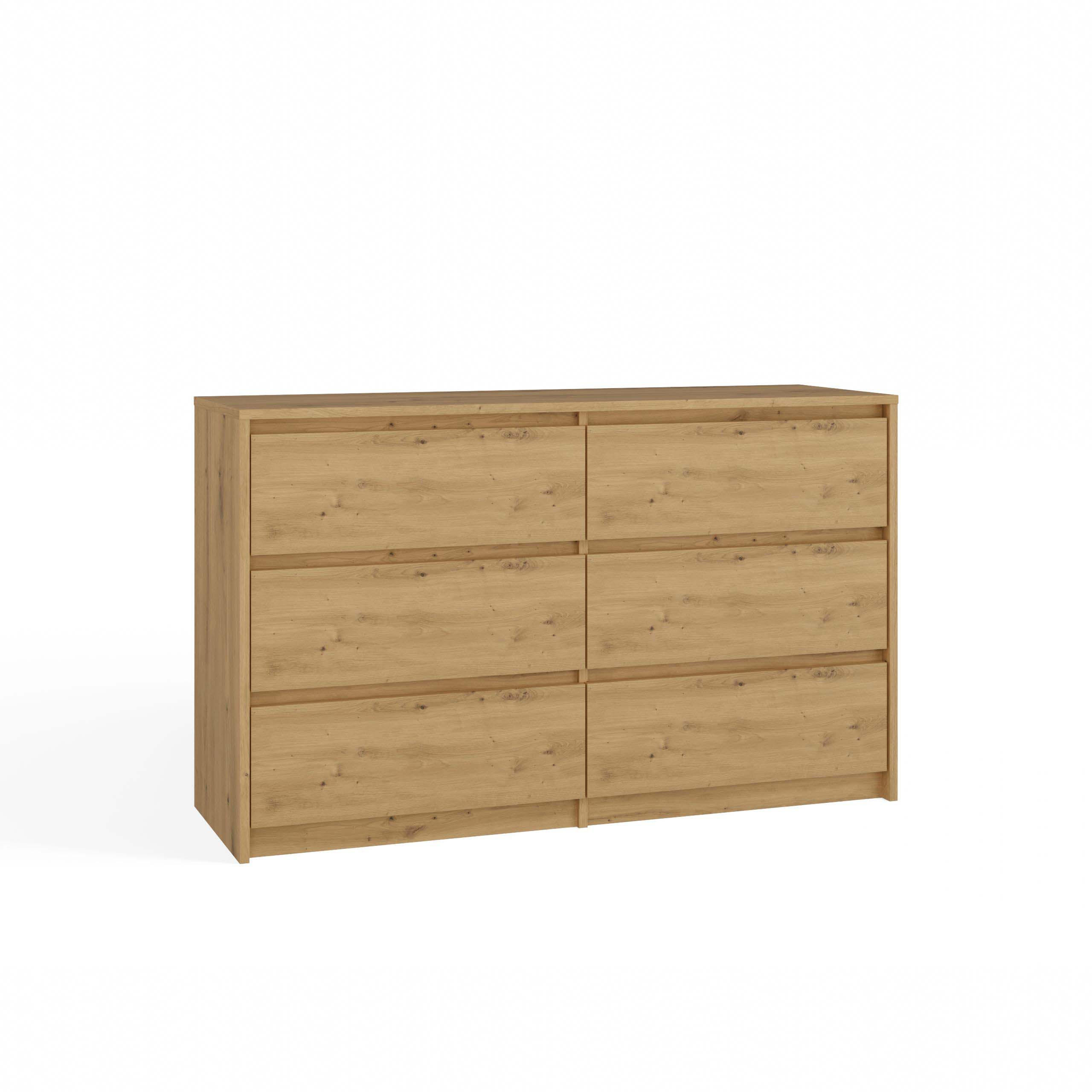 KOMMODE KARO 6 SCHUBLADEN K120 EICHE ARTISAN - Eiche Artisan, Holzwerkstoff (120/73.5/40cm) - CDF