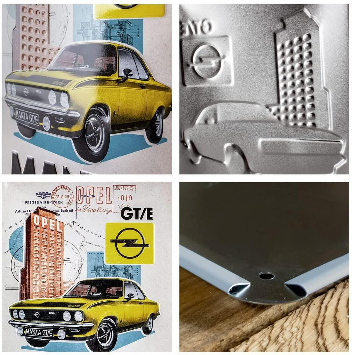 BLECHSCHILD 15/20 cm Opel Opel Manta! GT/E - Multicolor, Metall (15/20/0.5cm) - Nostalgic-Art