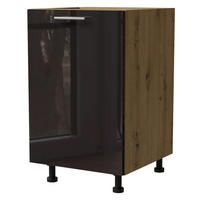 KÜCHENUNTERSCHRANK Essen D1D/50 Schwarz Hochglanz / Eiche Artisan Matt 50 / 50 / 82cm - Schwarz Hochglanz/Schwarz, Holz/Holzwerkstoff (50/82/50cm) - Feldmann-Wohnen