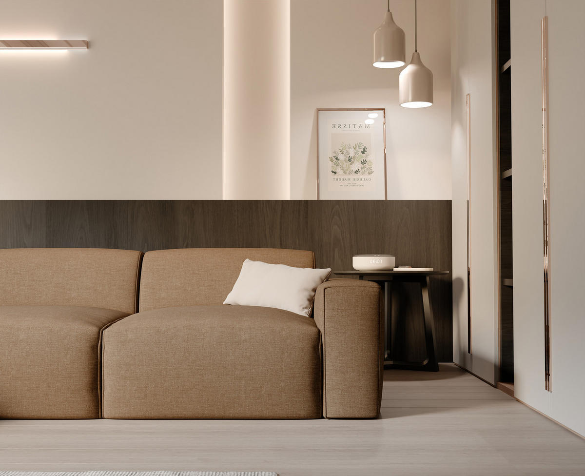 ECKSOFA DOVE Chenille-Stoff in Braun - Braun, Holzwerkstoff/Kunststoff (250/90cm) - Idohome