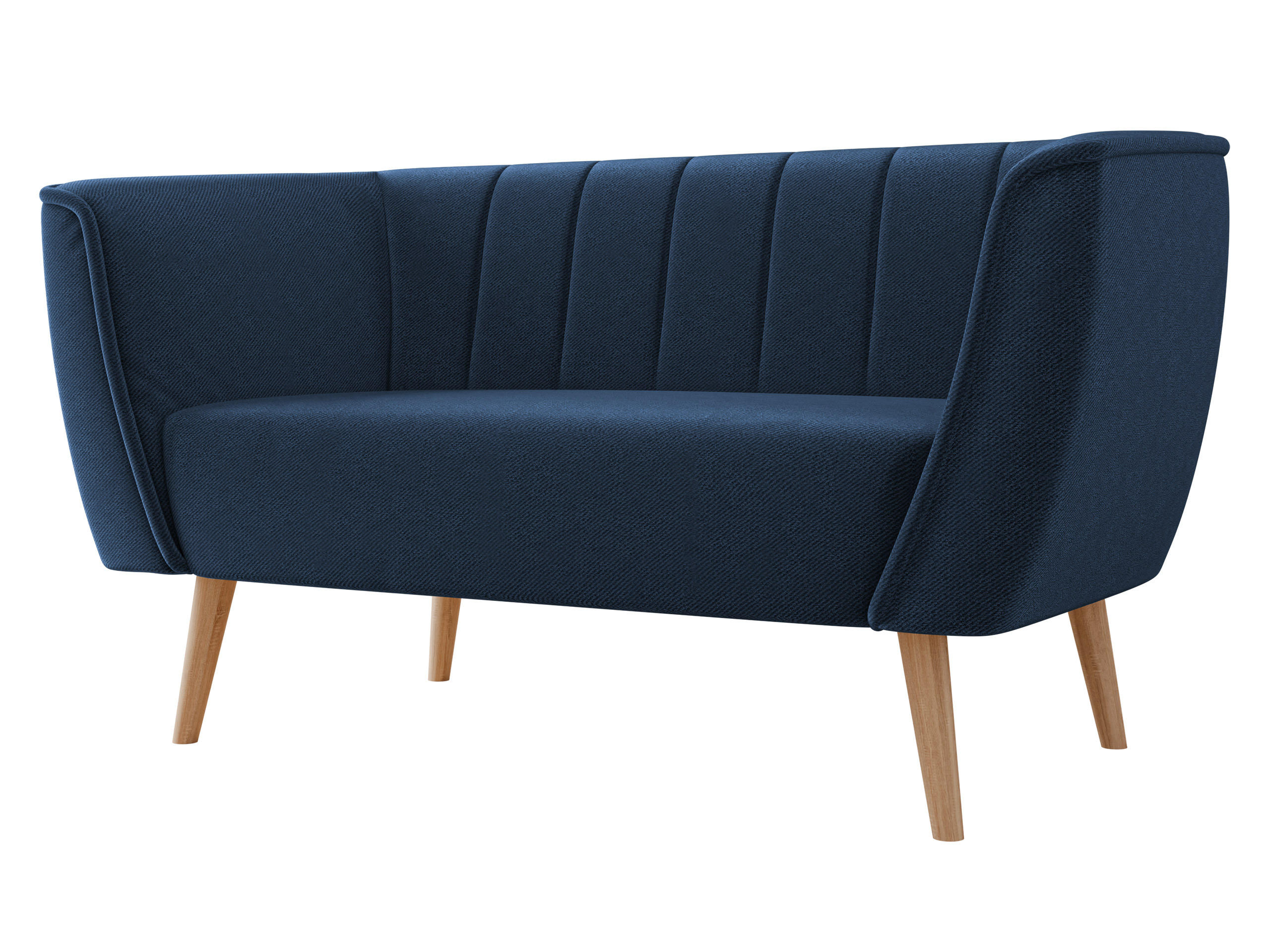 SOFA Pas 2 - Naturfarben/Dunkelblau, Holz/Textil (142/75/74cm) - MIRJAN24