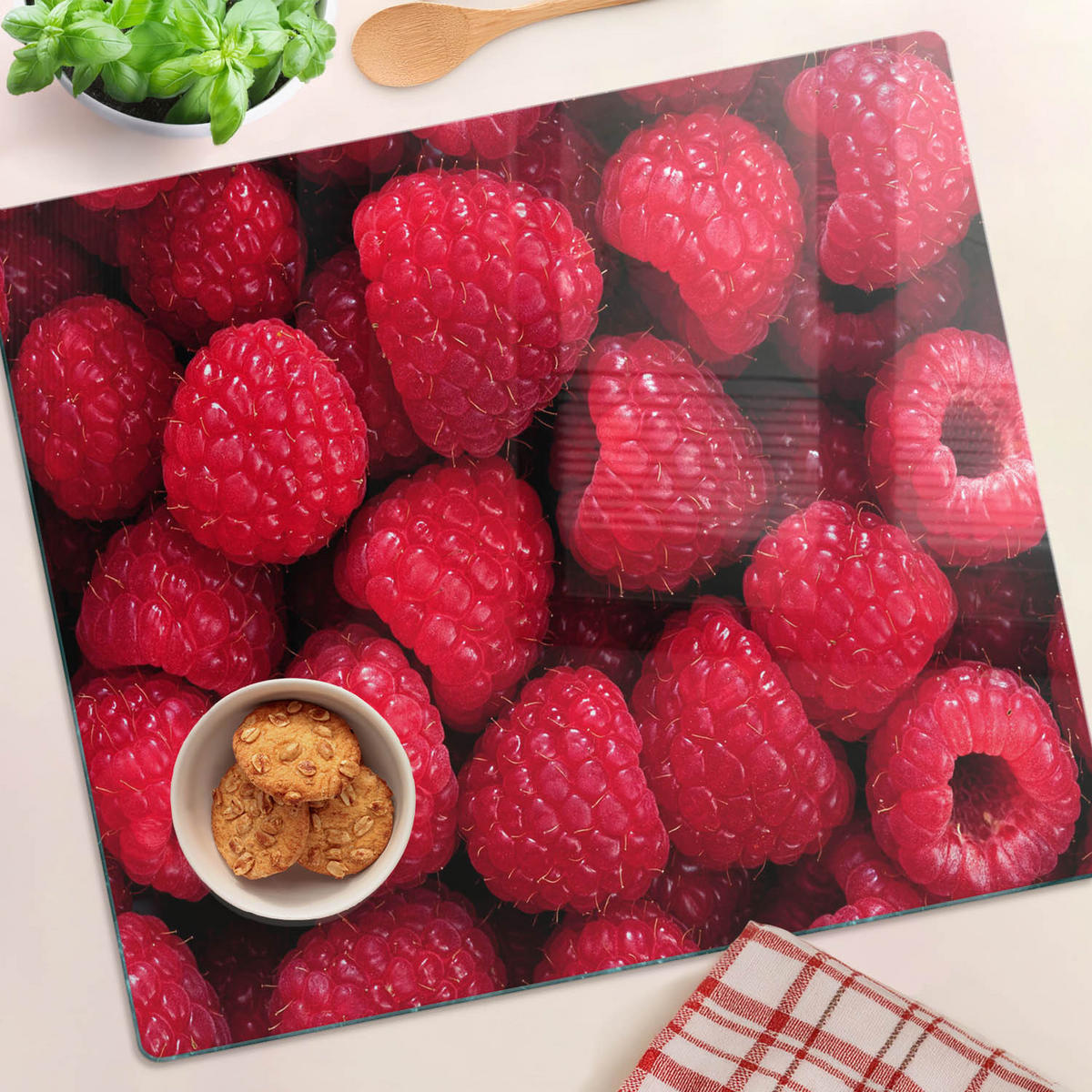 GLASPLATTE 60x52 cm Himbeeren - Rot, Glas (60/0.4/52cm) - TULUP
