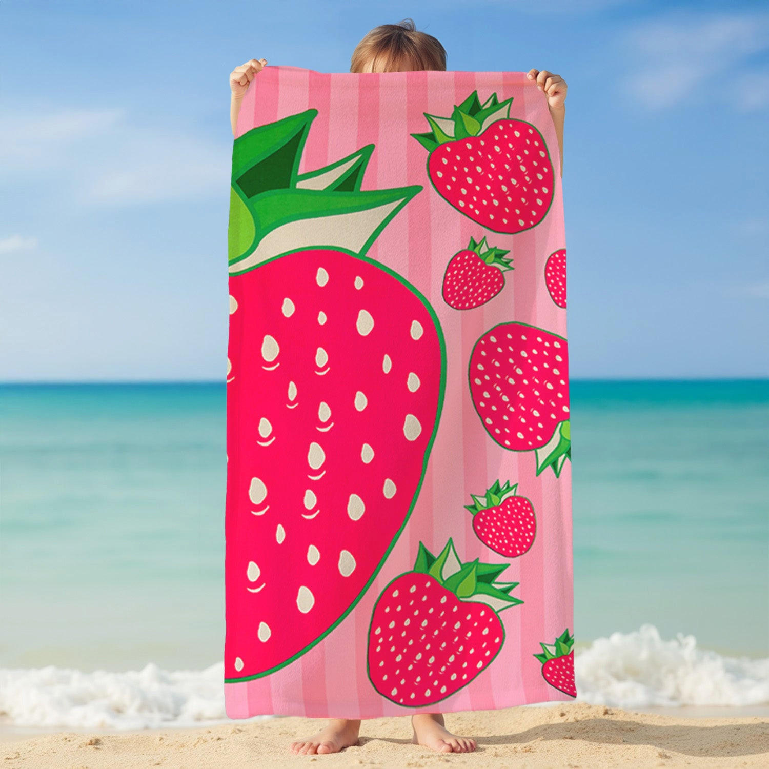STRANDTUCH Mikrofaser Rosa 75x150 220g/m² - Pop-Erdbeere - Pink, Textil (150/75cm) - LE COMPTOIR DE LA PLAGE