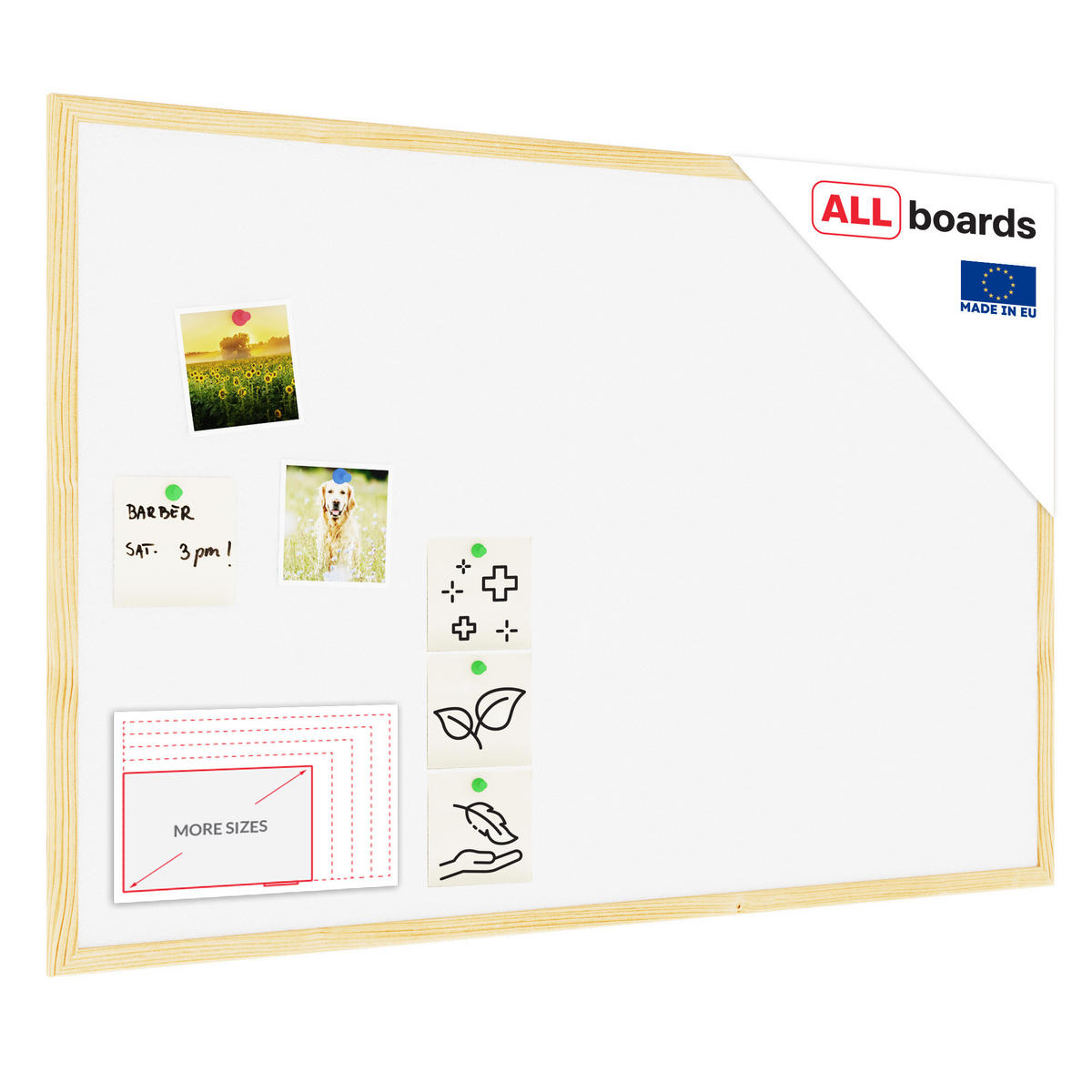 WEISS Pinnwand mit Holz Rahmen 90x60cm - Weiß, Holz (90/60/1.5cm) - ALLboards