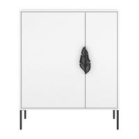 SCHUHSCHRANK Merlin, Weiß, Schwarze Details - Schwarz/Weiß, Holzwerkstoff/Metall (100/120/35cm) - Skandica