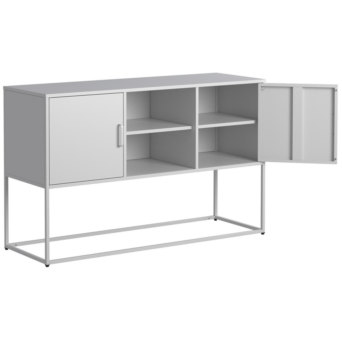 SIDEBOARD aus Metall 40x120x75 cm Weiß mit 6 Fächern, höhenverstellbaren Füßen und Kippschutz - Weiß, Metall (120/75/40cm) - Modfu