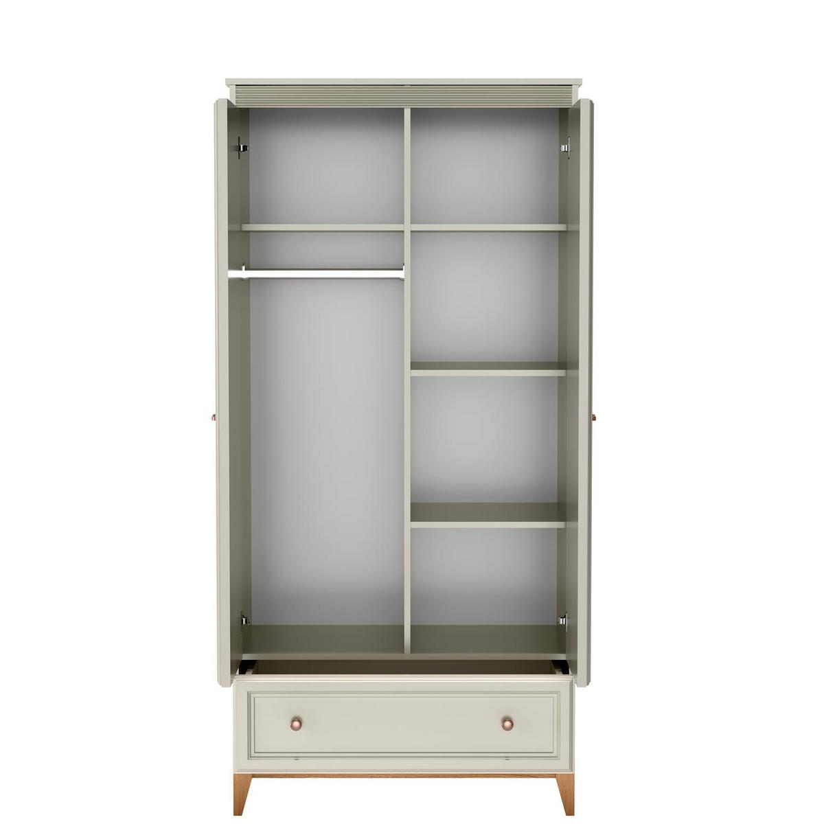 KLEIDERSCHRANK Windsor Kaschmir, Dreitürige mit Schublade - Kaschmir, Holzwerkstoff (92/193/55cm) - Bettso