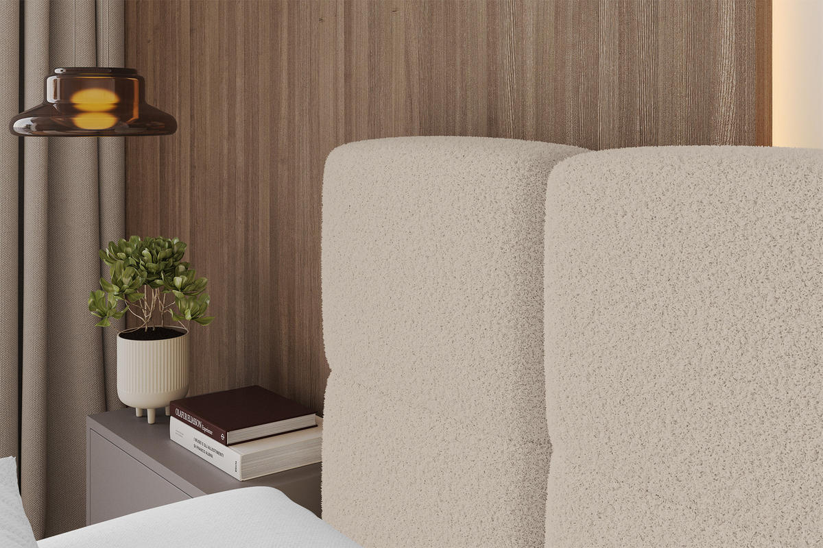 POLSTERBETT mit Bettkasten und Lattenrost, Bett mit Kopfteil, Boxbett ohne Matratze, Doppelbett mit Stauraum - NATA 160x200 Dunkelbeige - Hellbraun, Holzwerkstoff/Textil (160/200cm) - ALTDECOR