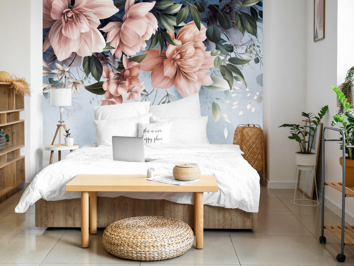 FOTOTAPETA Pre Spálňu Kvety Listy Príroda Rastliny 250 x 175 cm - biela/zelená, papier (250/175cm) - Muralo