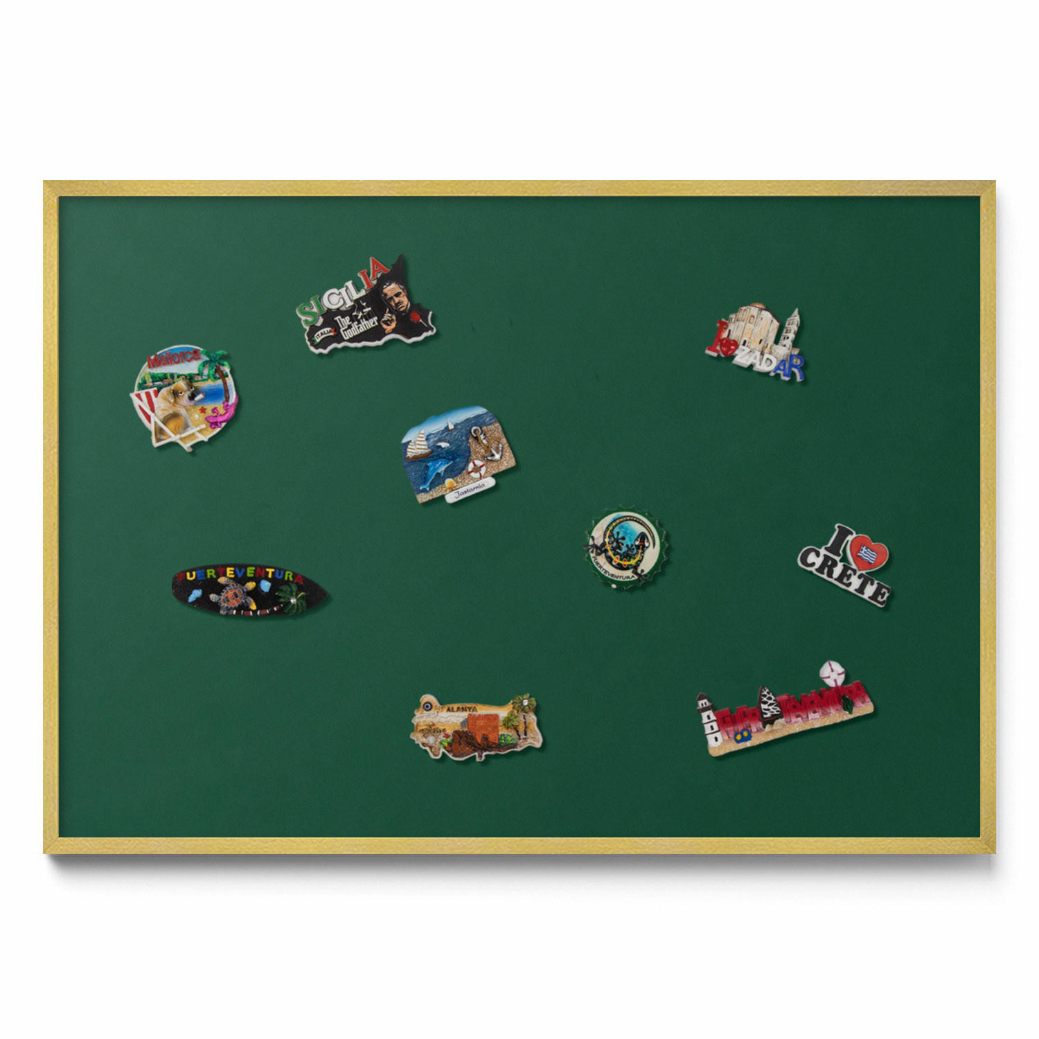 MAGNETTAFEL 100x70 cm Goldener Rahmen Dunkelgrün - Hellgrün, Metall (100/70/0.4cm) - TULUP