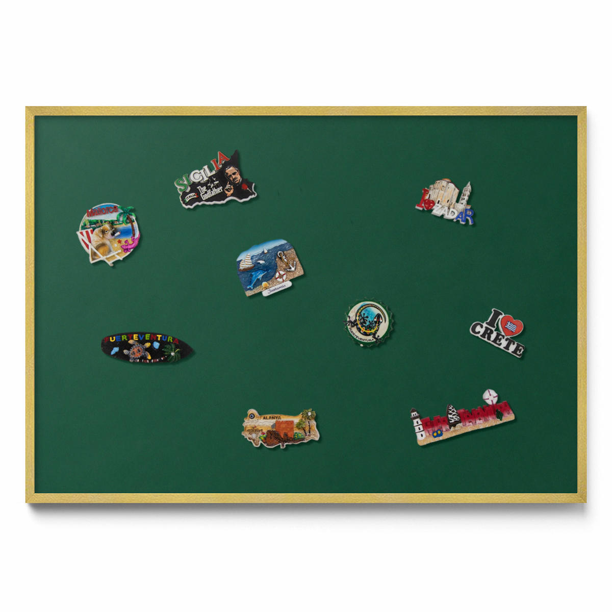 MAGNETTAFEL 100x70 cm Goldener Rahmen Dunkelgrün - Hellgrün, Metall (100/70/0.4cm) - TULUP