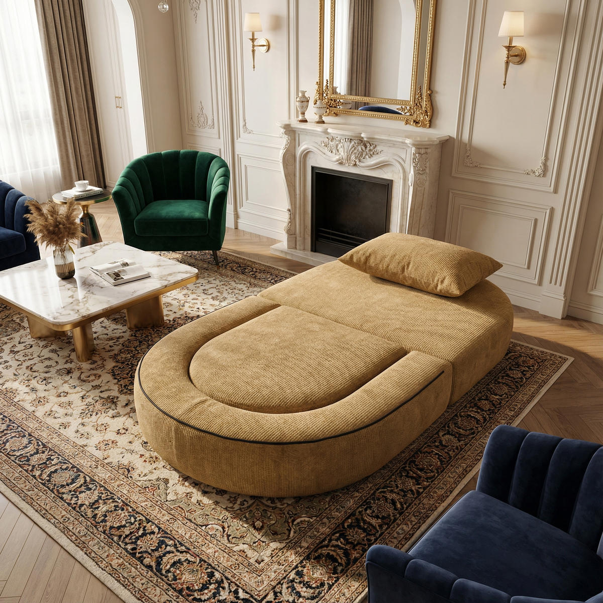 SCHLAFSESSEL in Chenille-Optik - Taupe, Textil (100/42/90cm) - Urban Meuble