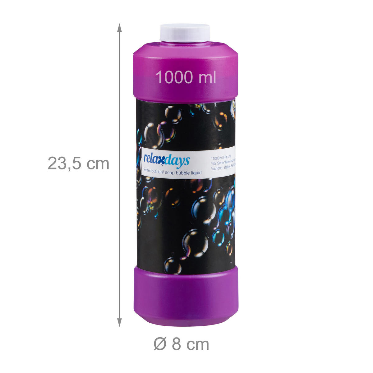 SEIFENBLASENFLÜSSIGKEIT 1l - Multicolor, Kunststoff (8/23.5/8cm) - Relaxdays