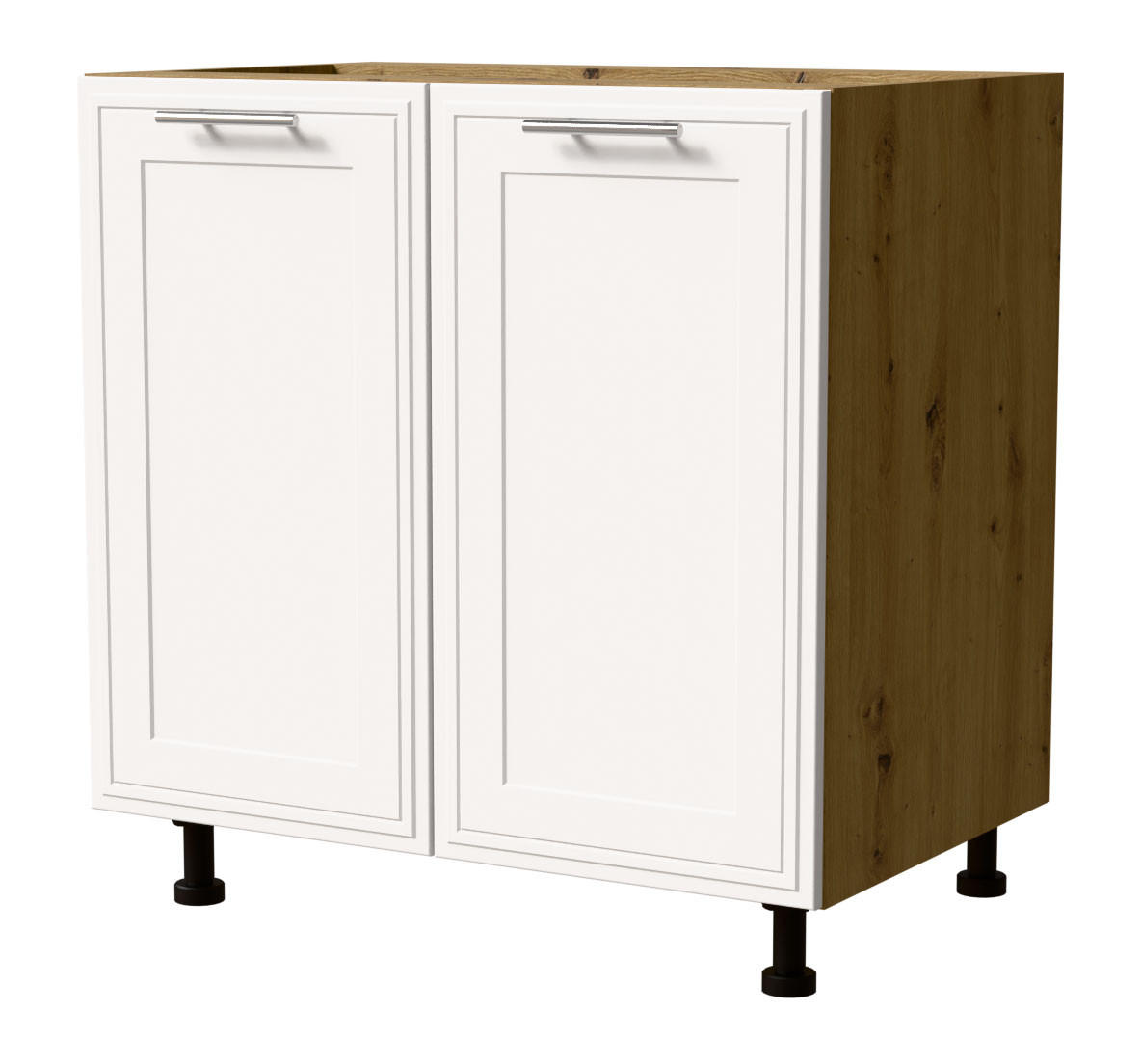 Feldmann-Wohnen Unterschrank Weiß, Eiche Artisan 80x82x50 cm