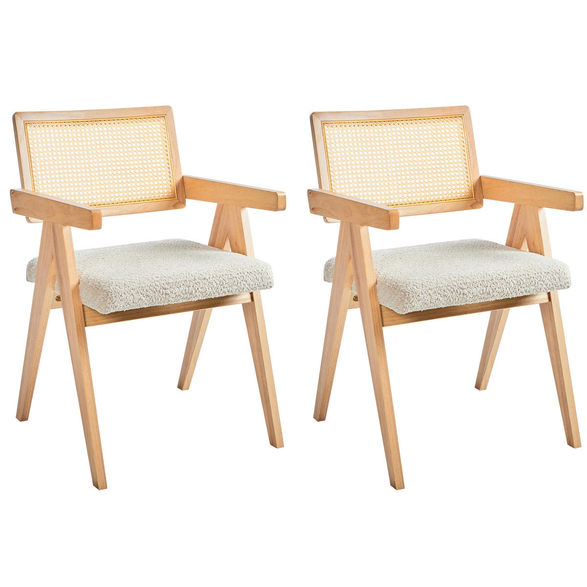 ESSZIMMERSTUHL 2er-Set Hellbeige Ava - Beige/Braun, Holz (55/85/62cm) - Beliani