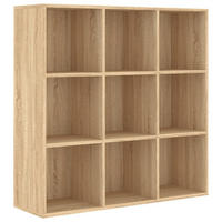 BÜCHERREGAL mit 9 Fächern 98/29/97,5 cm aus Holzwerkstoff Sonoma-Eiche Dekor - Sonoma Eiche, Holz (98/98/30cm) - vidaXL