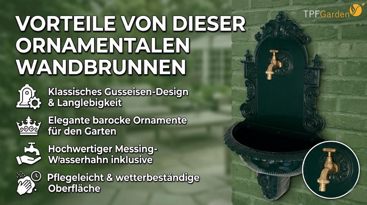 WASCHBECKEN Toro - Eleganter Wandbrunnen aus rostfreiem Aluguss - Farbe: grün - Grün, Metall (22/44/75cm) - TPFGarden
