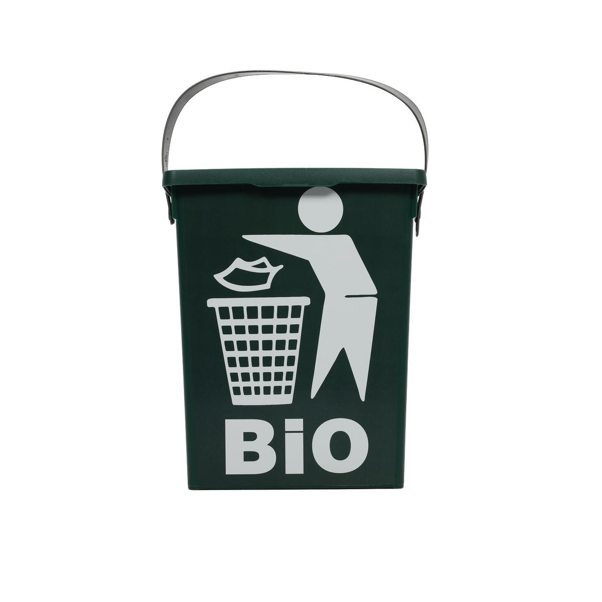 BIO-ABFALLBEHÄLTER mit Logo 5 l 18/16,5/23,5 cm - Schwarz, Kunststoff (16.5/23.5/18cm) - Storage solutions