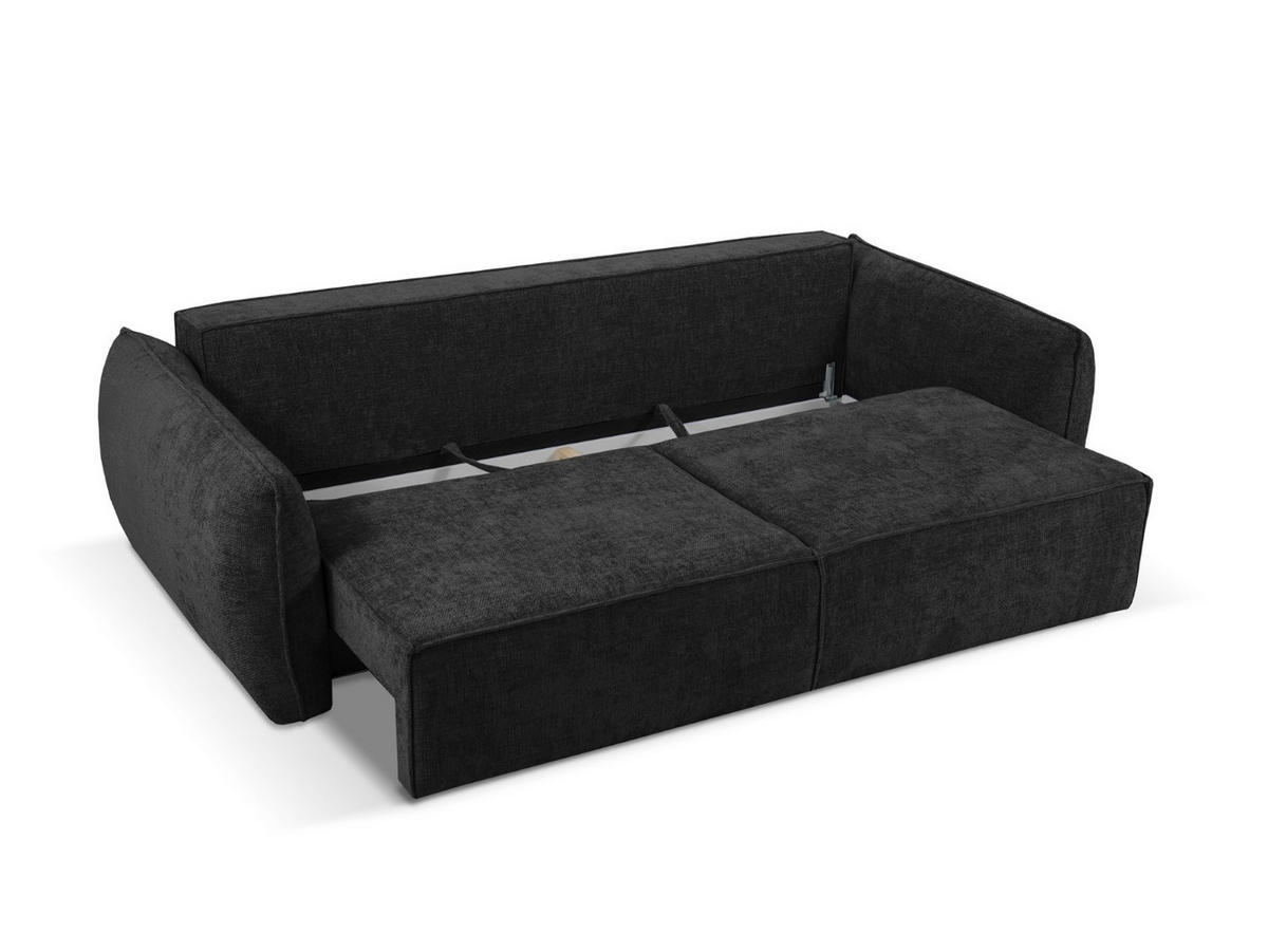 AUSKLAPPBARES-SOFA mit Bettkasten Kaelle aus Chenille-Stoff schwarz 3 Sitzplätze - Schwarz, Textil (97/91/244cm) - Micadoni