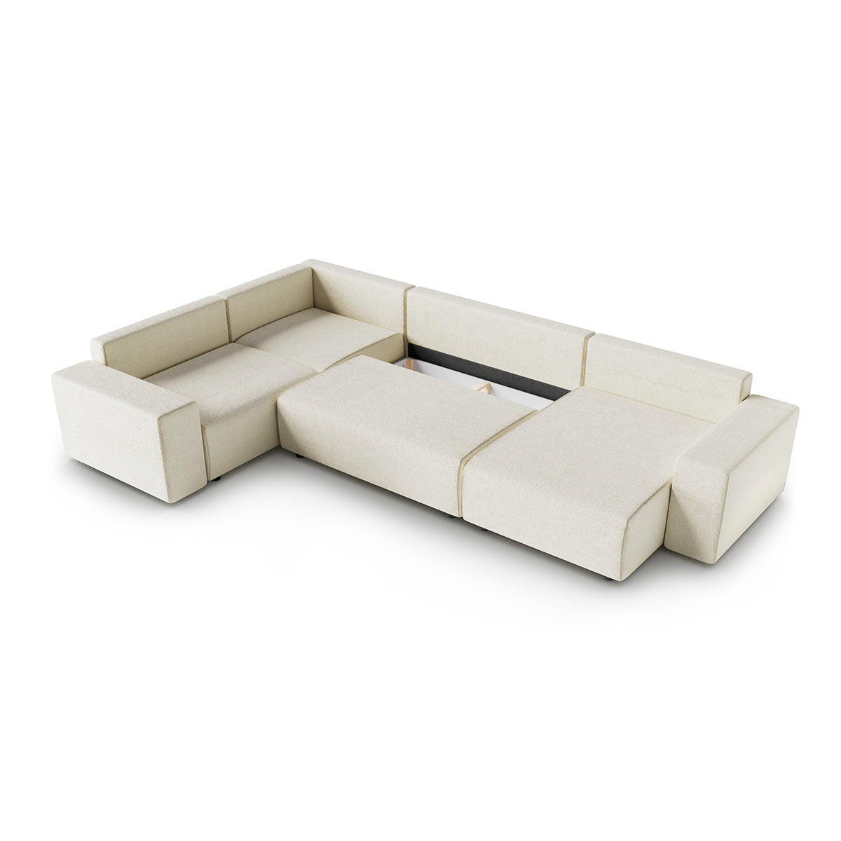 PANORAMASOFA Lorenzo 5 Sitzplätze Weiß - Weiß, Holz (378/85/236cm) - Petits-meubles