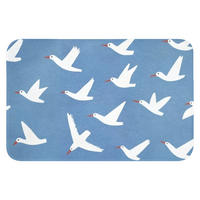 PREDLOŽKA PRED WC Vtáky - Biele - Vzor 60x40 cm - modrá, textil/plast (60/1cm) - OnlyWow