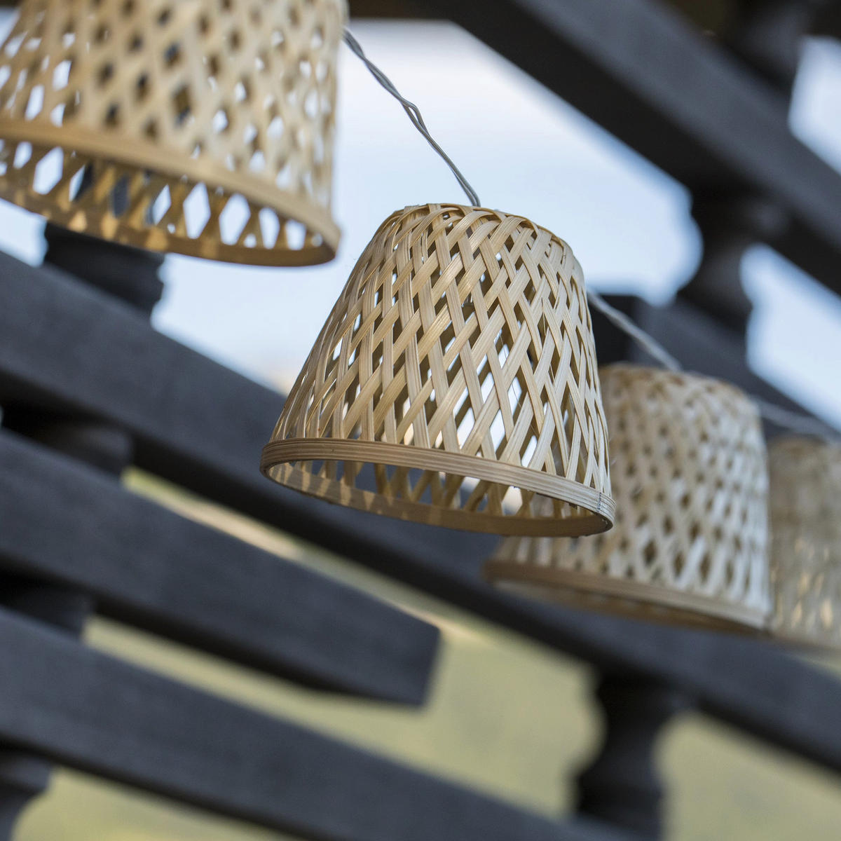 SOLAR-LICHTERKETTE CHILL beige - Beige, Naturmaterialien (380/1/1cm) - Lumisky