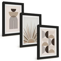 BILDER SET 3er Set - 20x30 cm Schwarzer Rahmen - Abstrakte Formen beige braun - Schwarz, Kunststoff (20/30cm) - TULUP