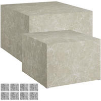 COUCHTISCH 2er Set Lacey, inkl. Filzschoner, Belastbarkeit 45 kg, Travertin Optik - Beige, Holz (60/60/40cm) - tectake