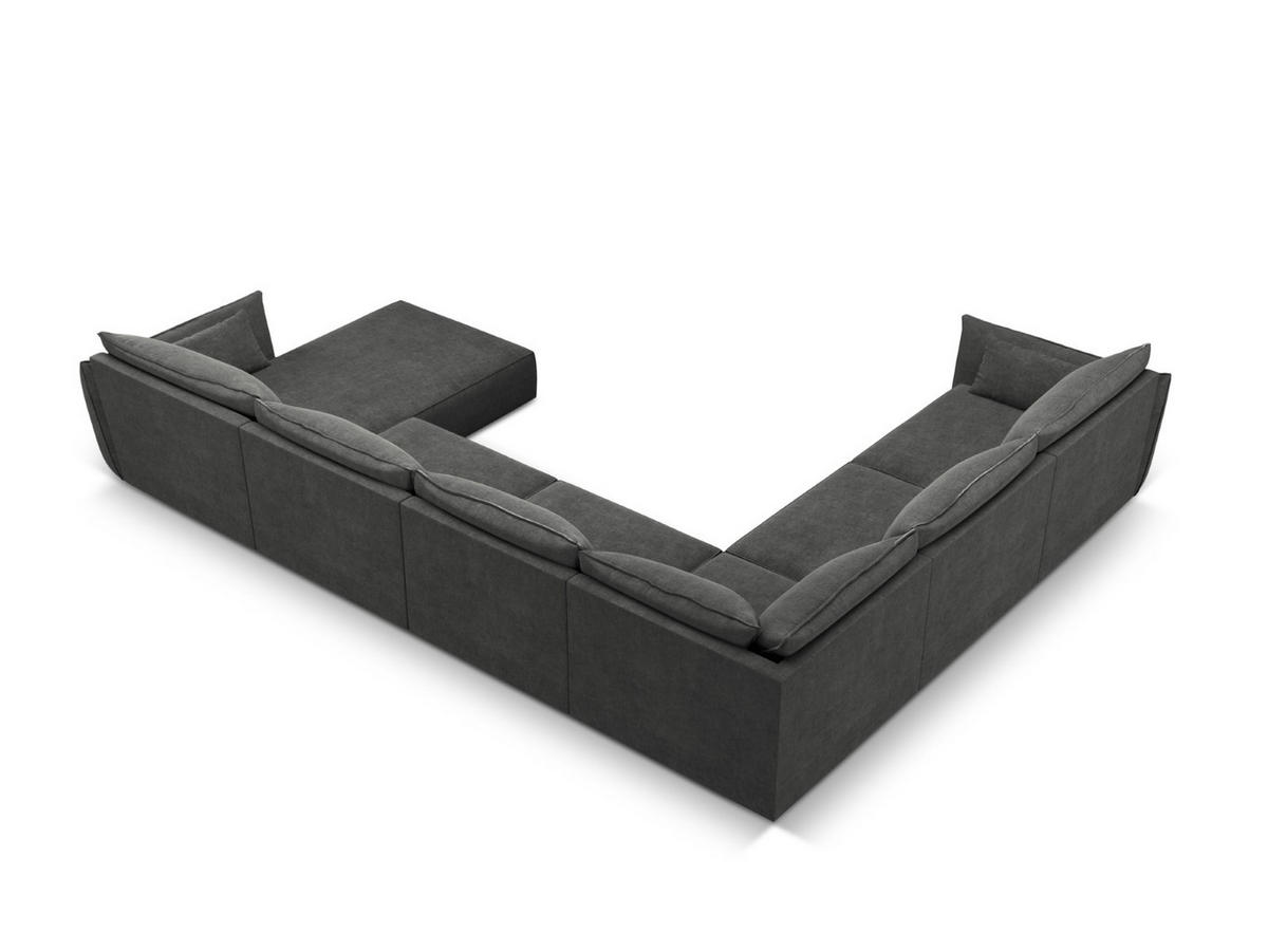 PANORAMASOFA links Kaelle aus Chenille-Stoff dunkelgrau 8 Sitzplätze - Dunkelgrau, Textil (284/85/384cm) - Micadoni