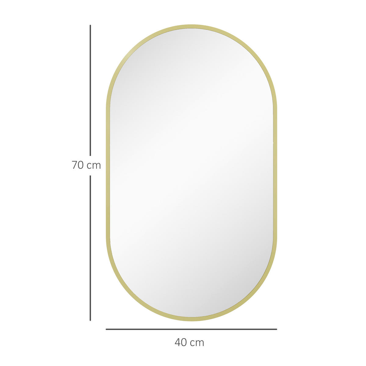 WANDSPIEGEL Goldfarben Oval 40/70 cm - Goldfarben, Metall (40/70/3cm) - PANGIVO