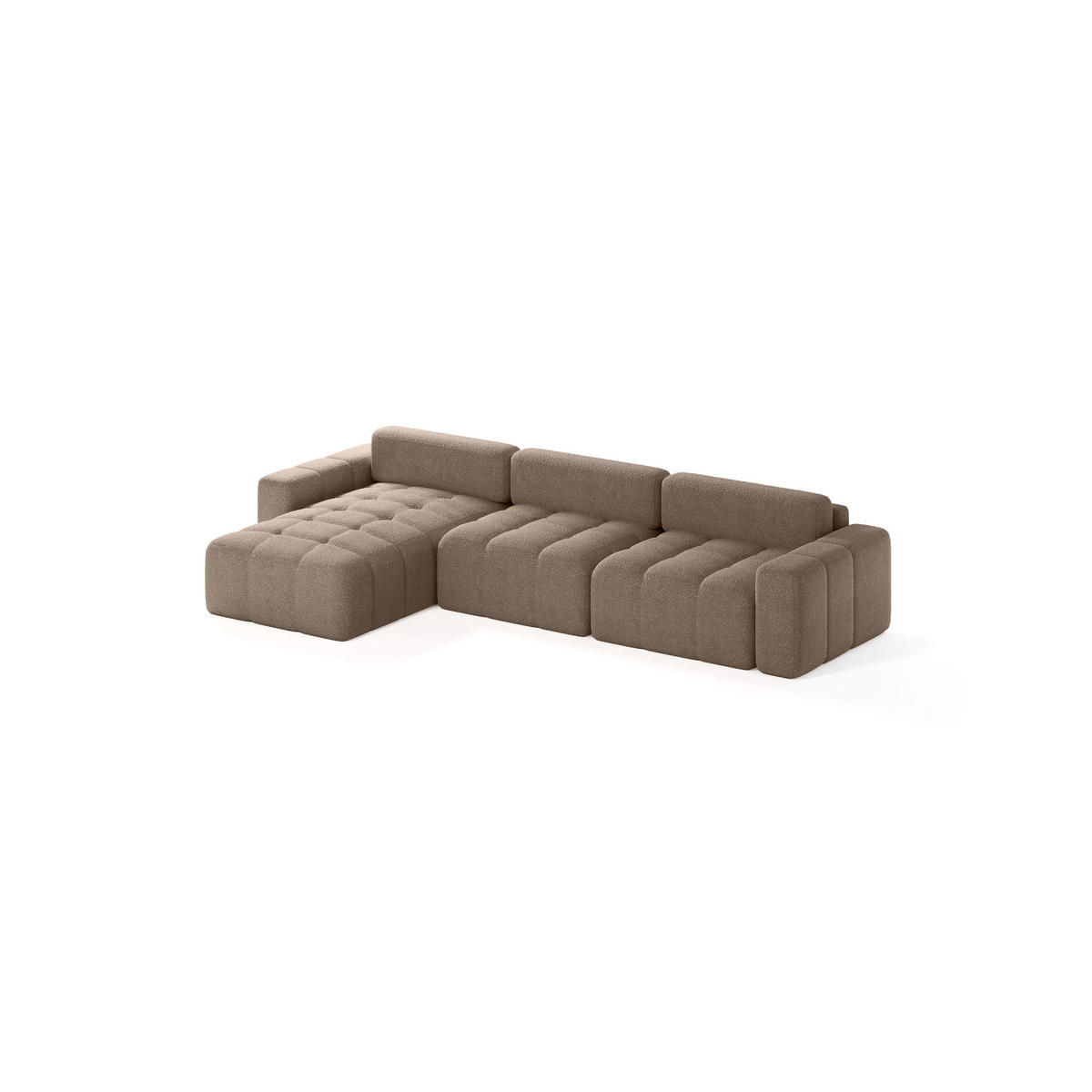 ECKSOFA Bouclé-Stoff 8 Sitzer Bornum So, Braun - Braun, Textil (346/170cm) - Meblito