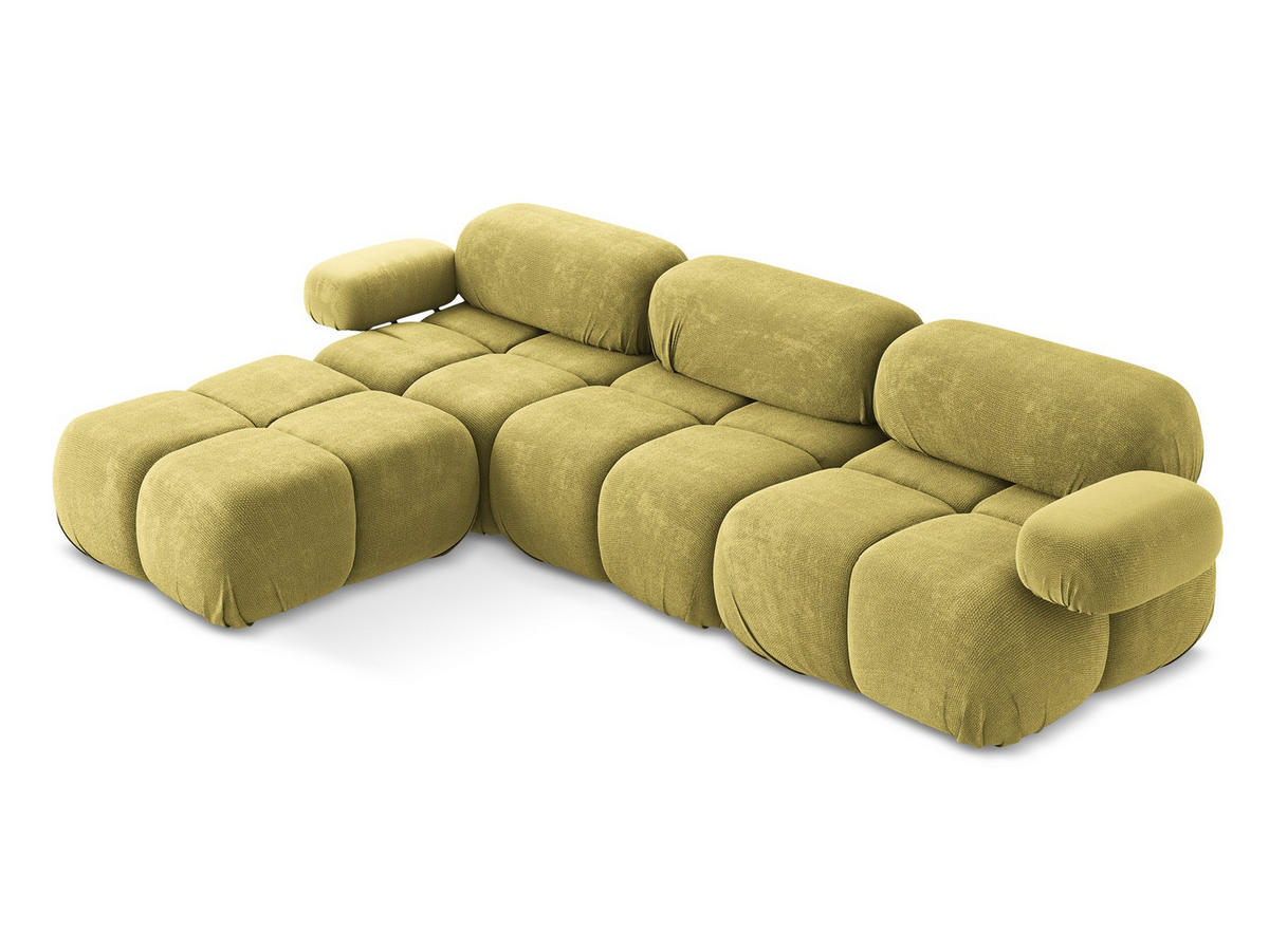 ECKSOFA Beidseitig Chenille Stoff Grün - Limette/Schwarz, Kunststoff/Textil (285/191cm) - Makamii