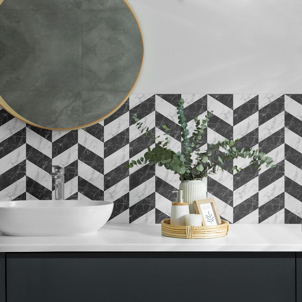 WANDPANEEL 4x 50x50 cm selbstklebend Marelia - Grau, Kunststoff (50/1.6/50cm) - Wallfluent