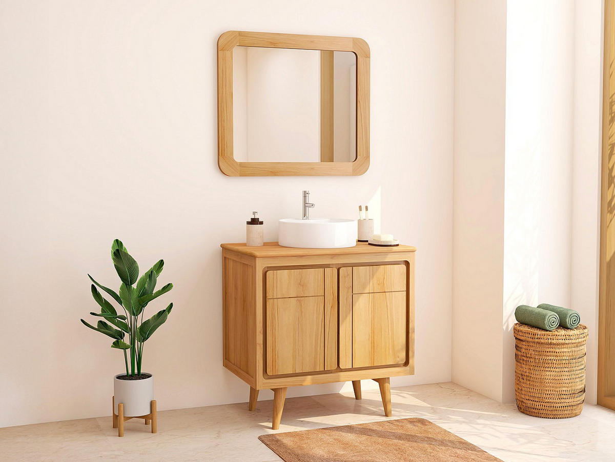 EINZELWASCHTISCH - 80 cmcm x 55 cmcm - Holz, Platte - Naturfarben Hell - BINTUNI - Naturfarben, Holz (80/80/55cm) - Vente-Unique