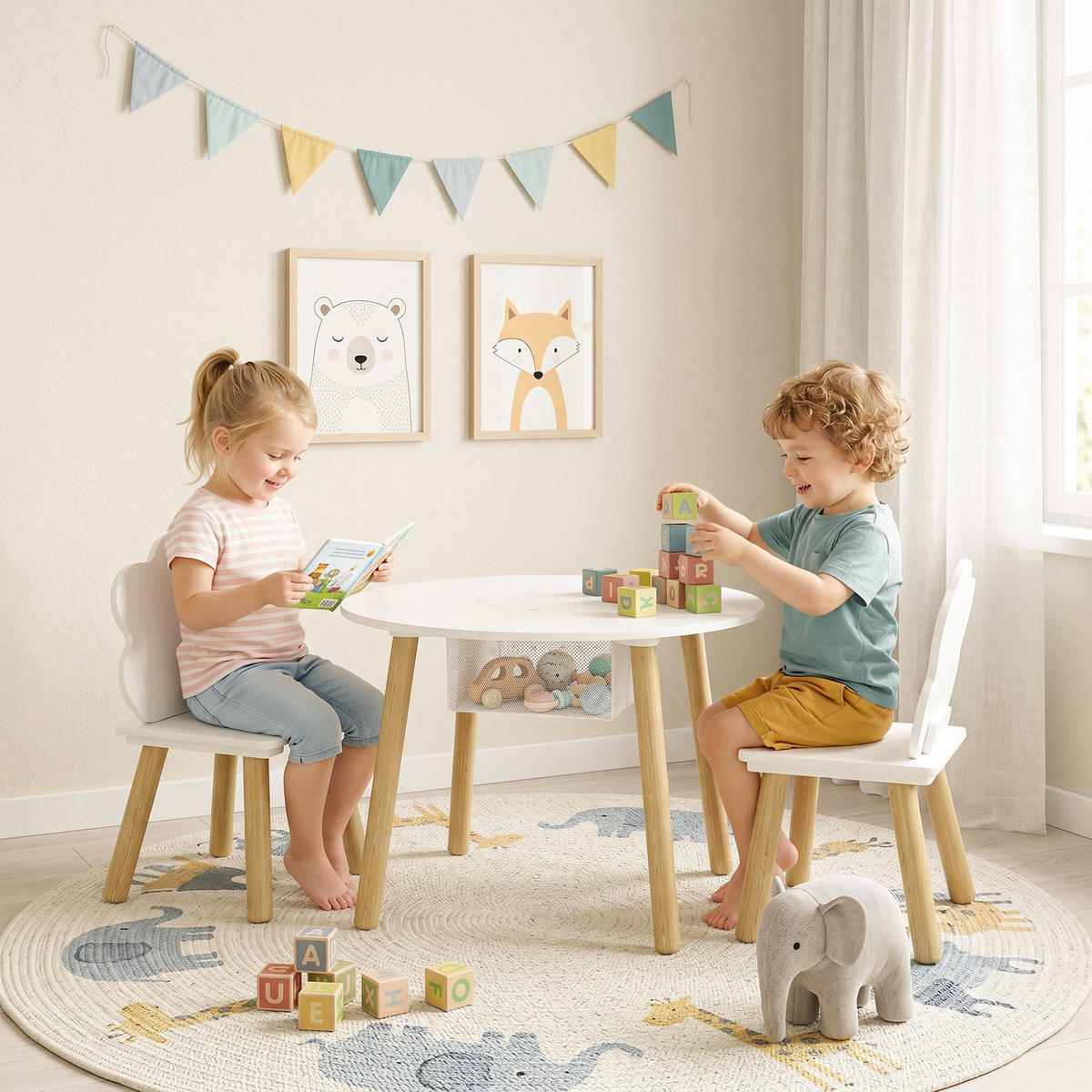 KINDERTISCHGRUPPE Weiß 60.0/60.0/44.0cm - Weiß, Holzwerkstoff (60/44/60cm)