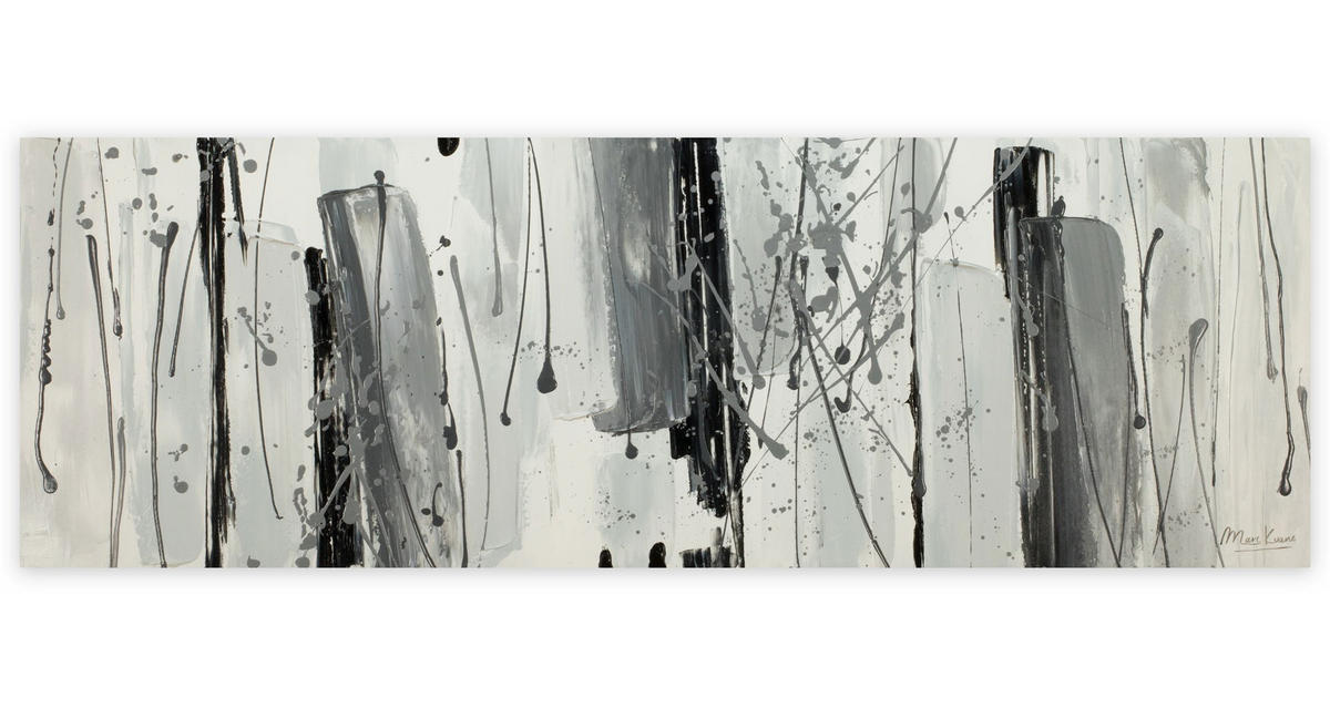ACRYLBILD HANDGEMALT 150/50 cm - Schwarz/Grau, Holz/Textil (2/50cm) - KUNSTLOFT