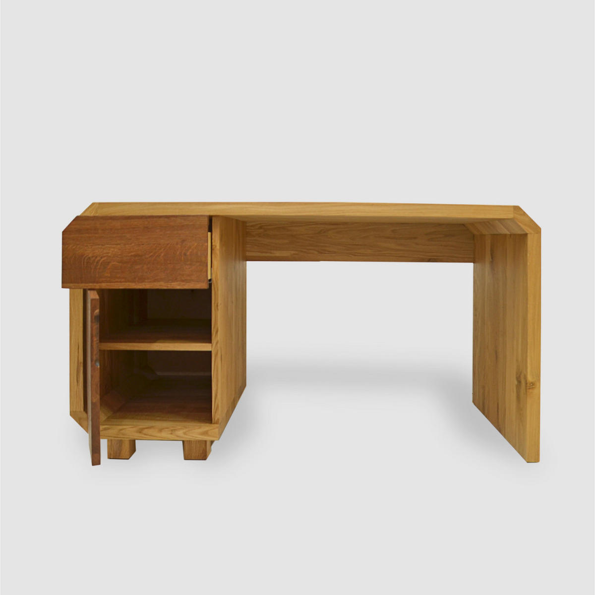 EICHENSCHREIBTISCH mit einem Container für das Arbeitsbüro des OMNIS I - Eichefarben, Holz (70/150/75cm) - Rawood Furniture